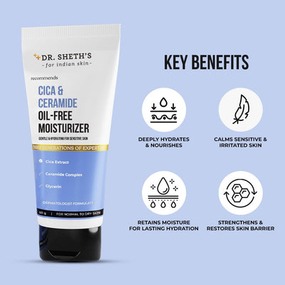 Dr. Sheth's Cica & Ceramide Oil-Free Face Moisturiser - 50g - Image 3