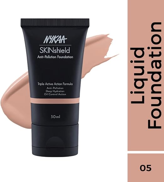 Nykaa SkinShield Anti-Pollution Matte Foundation Nude Delight 05 - 30ml - Image 2