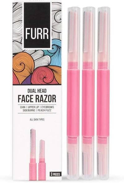 Pee Safe Furr Dual Head Face Razor for Men - Reusable and Portable, Pack of 3