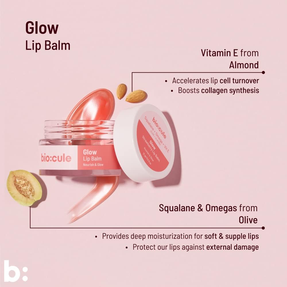 Biocule Glow Lip Balm - Squalane + Omega + Vitamin E, 12g - Image 6