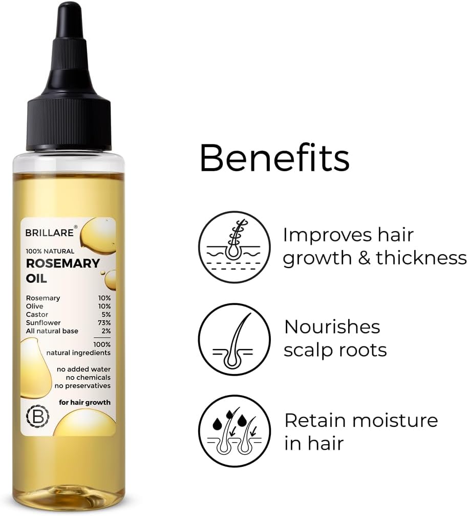 Brillaire Rosemary Hair Growth Oil - Hair Strengthening & Purifying - 100ml - Image 4