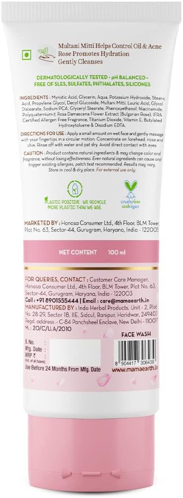 Mamaearth Face Cleanser with Multani Mitti & Bulgarian Rose - 100ml - Image 3