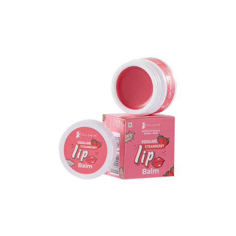 Pilgrim Squalane Lip Balm (Strawberry) for women & men | Lip Balm for dark lips | Lip Balm with Shea & Cocoa Butter for soft lips | Lip Balm for soothing & hydrating Dry & Chapped Lips | 8 gm