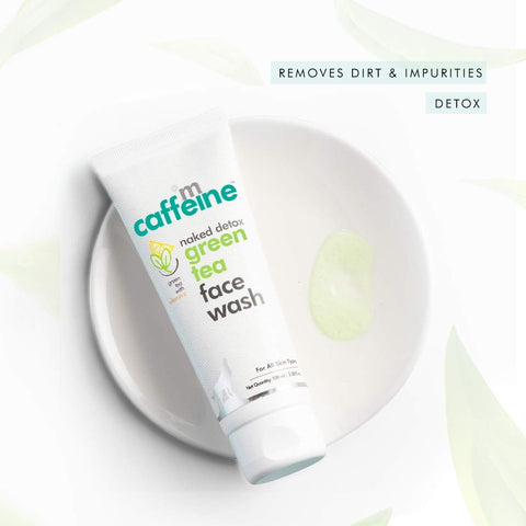 mCaffeine Naked Detox Green Tea Face Wash (Pack Of 2)| Dirt Removal | Vitamin C, Hyaluronic Acid | All Skin | Paraben & SLS Free | 100 ml