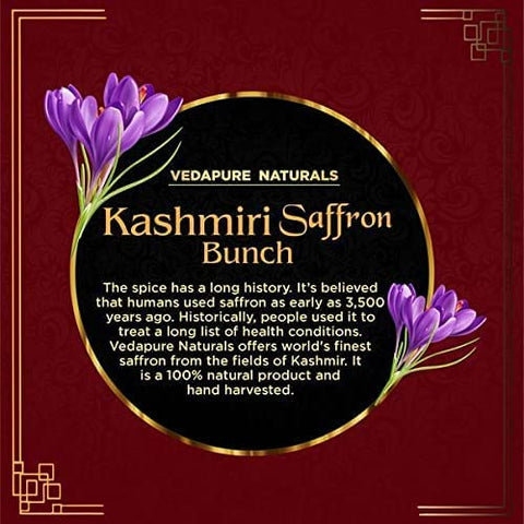 VEDAPURE A+ Grade Original Kashmiri Saffron/Kesar With Yellow Threads For Skin Beauty Tilak Sweets Biryani & Pregnant Women - 5 Gram (2)