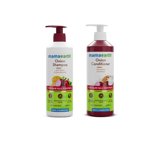 Mamaearth Hair Fall Control Combo(Onion Shampoo, 400ml + Onion Conditioner, 400ml)