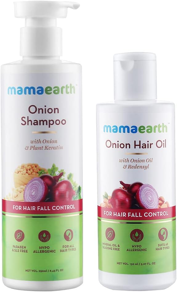 Mamaearth Onion Hair Oil & Shampoo Set - Reduces Hair Fall, 425ml