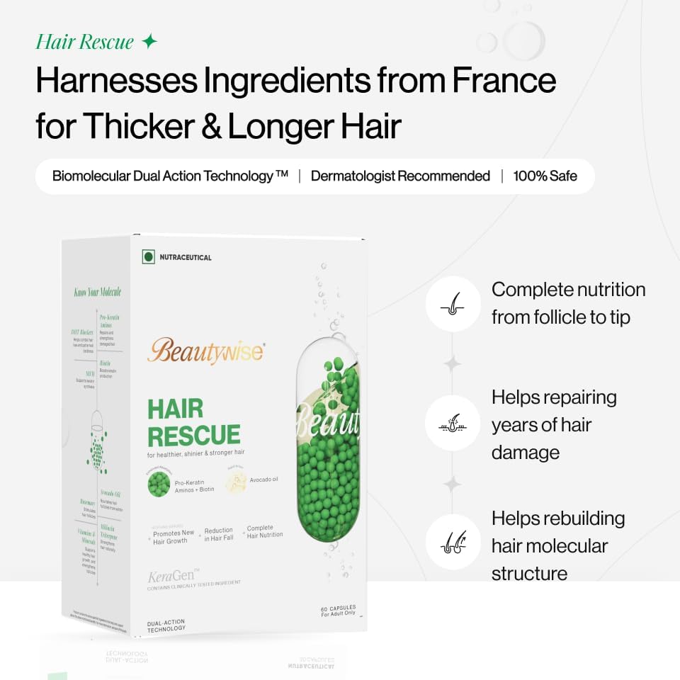 Beautywise Hair Rescue Supplements - Amino Acids, Vitamins, Minerals - 60 Capsules - Image 8