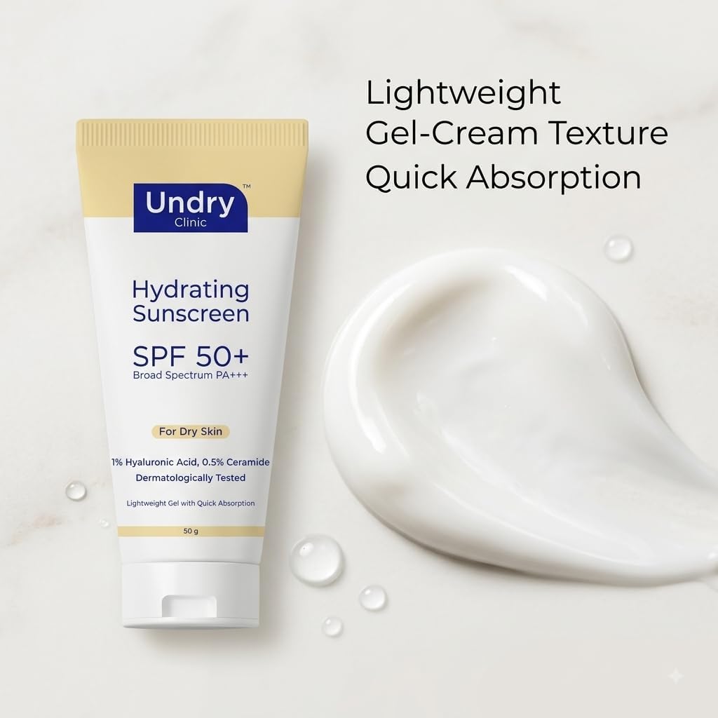 Undry Hydrating Gel Sunscreen SPF 50+ with Hyaluronic Acid & Ceramide - 50g - Image 4