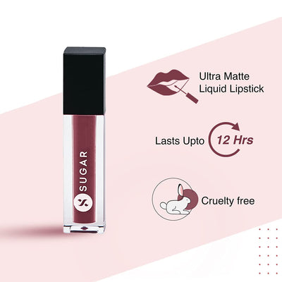 Sugar Cosmetics Smudge Me Not Liquid Lipstick - 09 Suave Mauve, 4.5ml - Image 3