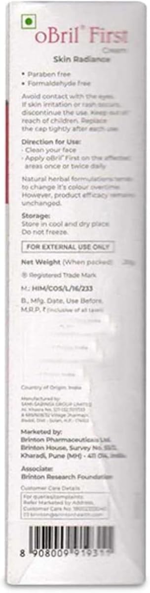 Brinton Obril First Cream - Face Moisturiser with Kojic Dipalmitate and Glycolic Acid, 20g - Image 4