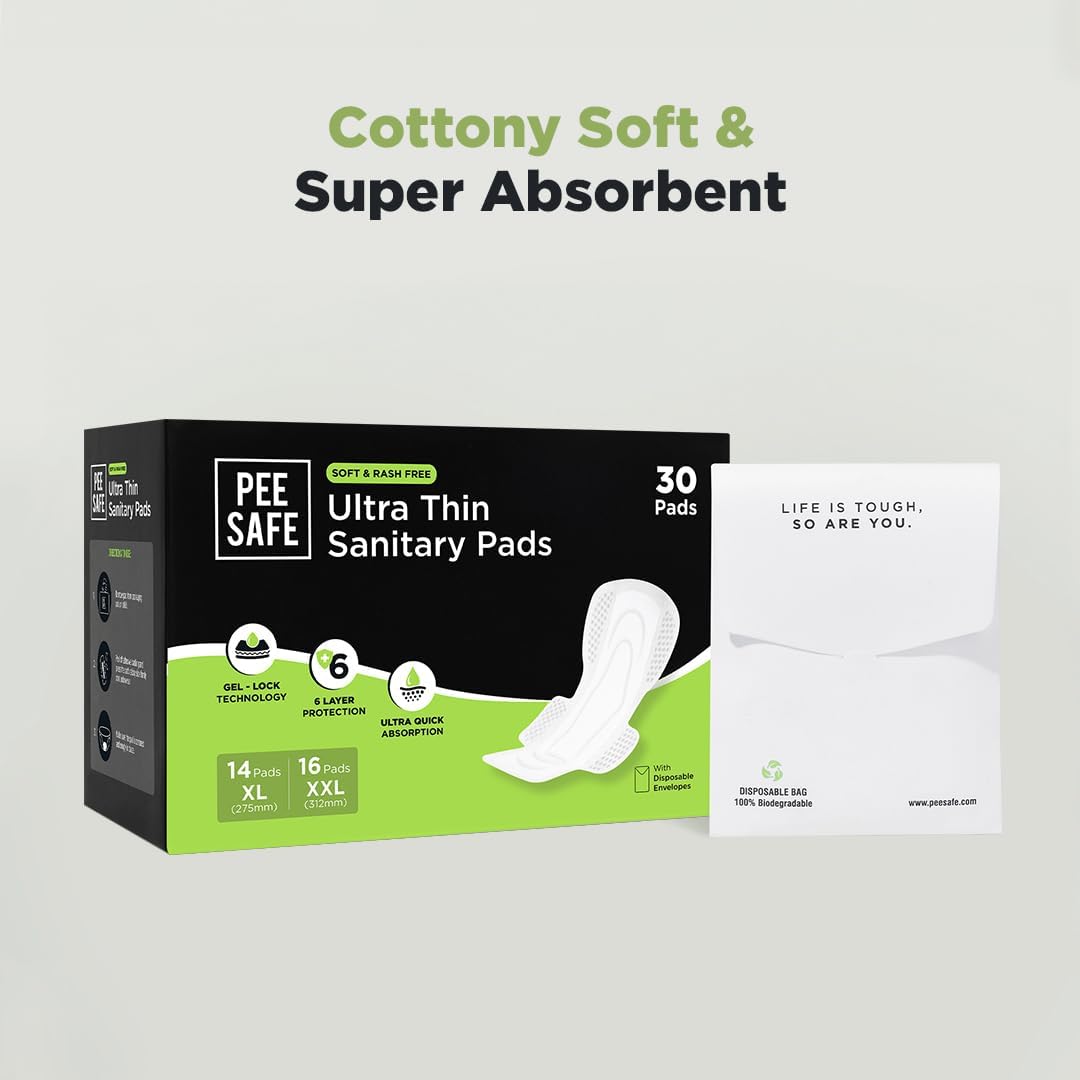 Pee Safe Ultra Thin Sanitary Pads with Gel Lock - 30 Pads (14 XL, 16 XXL) - Image 4
