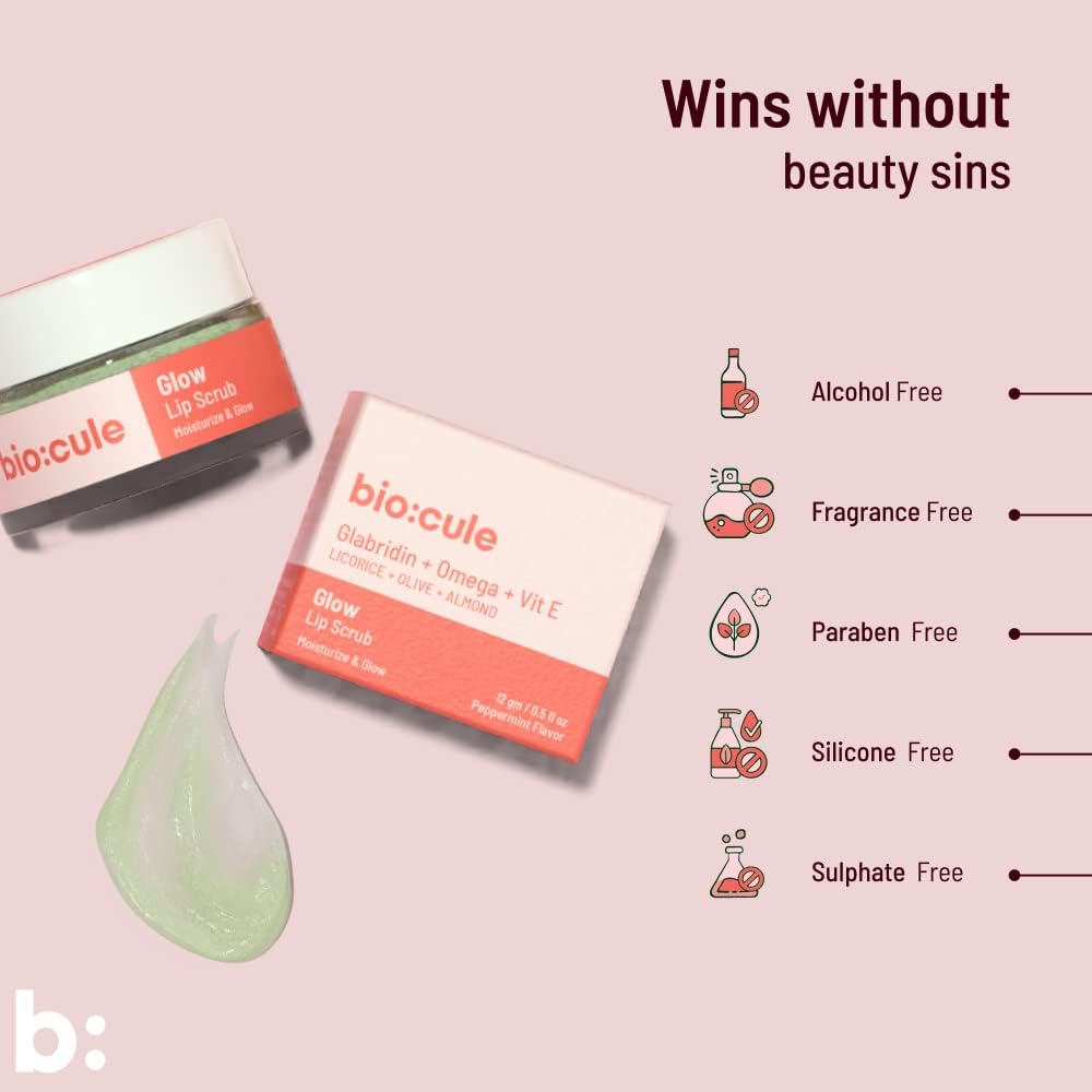 Biocule Glow Lip Scrub: Glabridin + Omega + Vitamin E - 12gm - Image 3