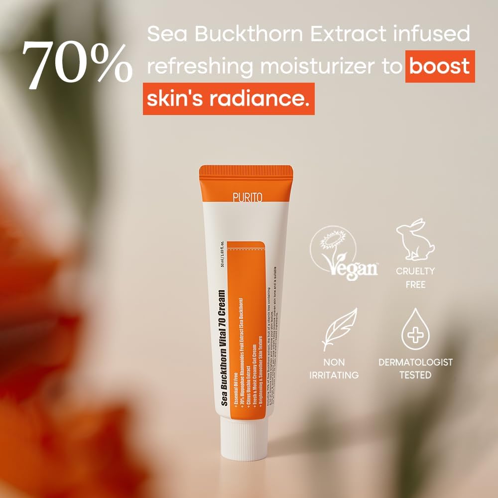 Purito Sea Buckthorn Vital 70 Face Cream with Vitamin C, 50ml - Image 2