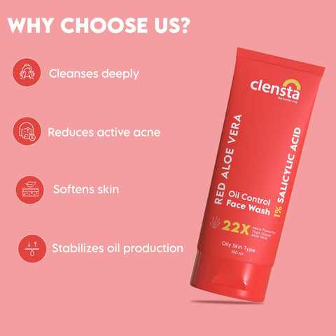 Clensta Red Aloe Vera Oil Control Face Wash (100ml)
