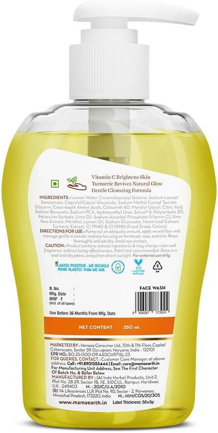 Mamaearth Vitamin C Face Wash with Turmeric & Aloe Vera - 250ml - Image 8