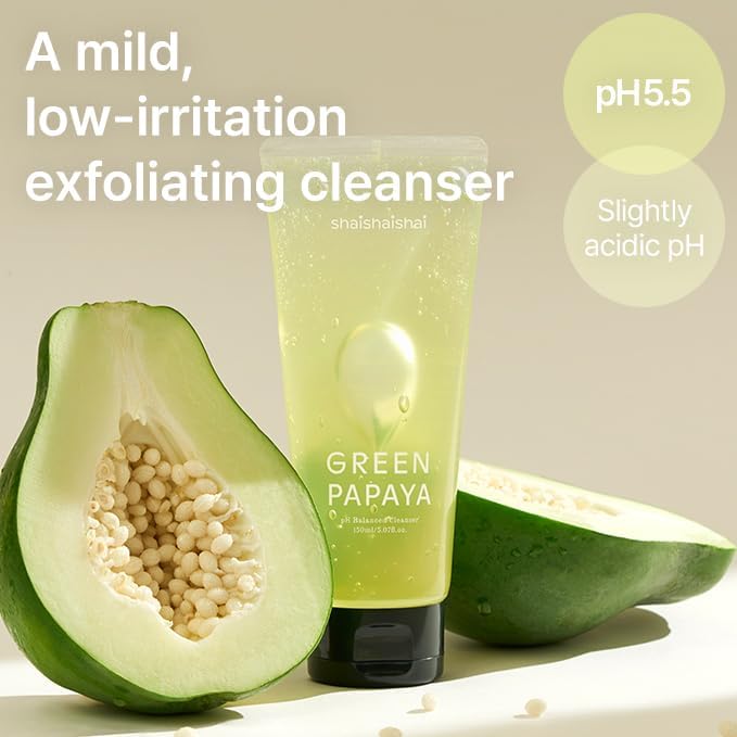 Shaishaishai Green Papaya pH Balanced Face Cleanser, 150ml - Image 2