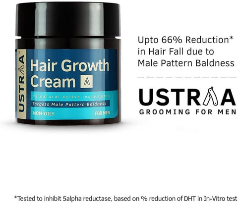 USTRAA Hair Growth Cream with 18 Natural Active Ingredients NON-OILY for Men 100g