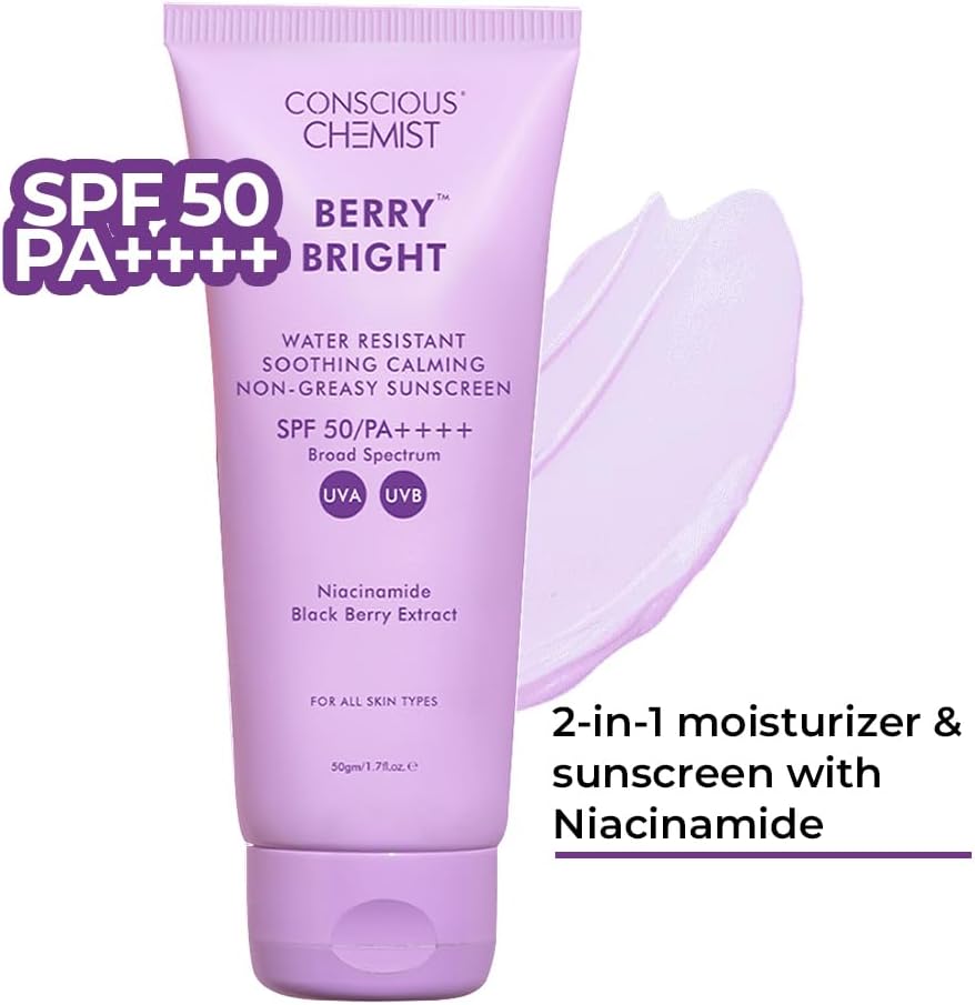 Conscious Chemist Sunscreen SPF 50 PA++++ - Berry Bright, 50g - Image 2