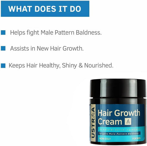 USTRAA Hair Growth Cream with 18 Natural Active Ingredients NON-OILY for Men 100g