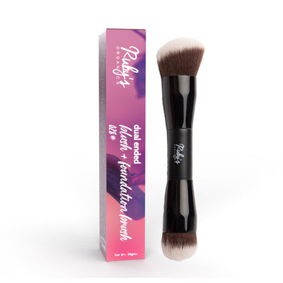 Ruby's Organics Dual Ended Blush-Foundation Brush - Colour Cosmetics