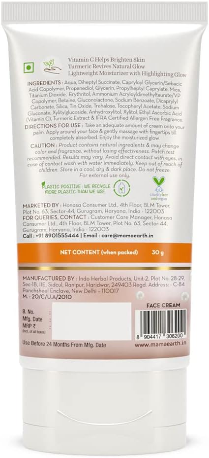 Mamaearth Vitamin C Daily Glow Lumi Cream with Turmeric - 30g - Image 7