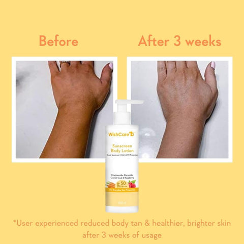 WishCare Sunscreen Body Lotion SPF 50 Broad Spectrum - PA+++ UVA & UVB Protection - No White Cast