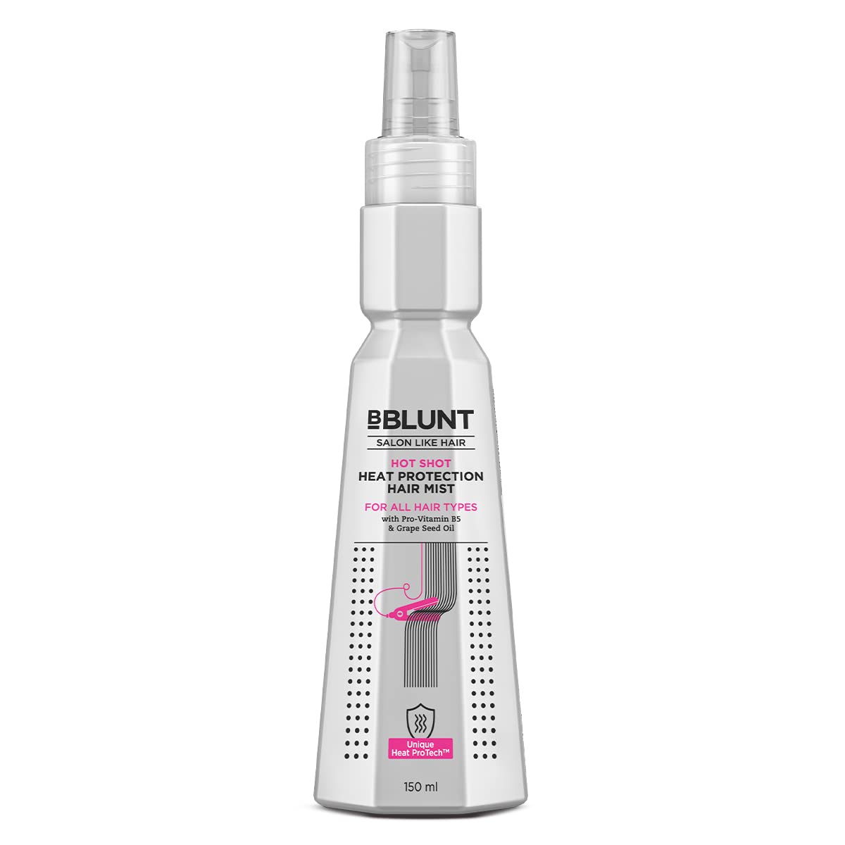 BBLUNT Hot Shot - Heat Protection Hair Mist - 150ml No Sulphate No Paraben No SLS with Grapeseed Oil & Provitamin B5