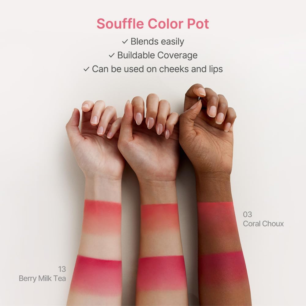 Dasique Souffle Color Pot #12 Apple Tarte - Multi-Use Lip & Cheek Tint, Built-In Mini Brush - Image 7