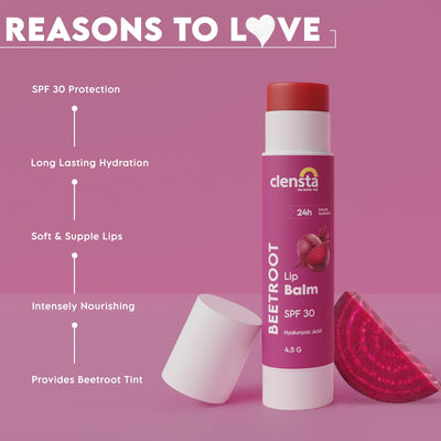Clensta Beetroot Lip Balm with Hyaluronic Acid SPF 30 - 4.5g - Image 3