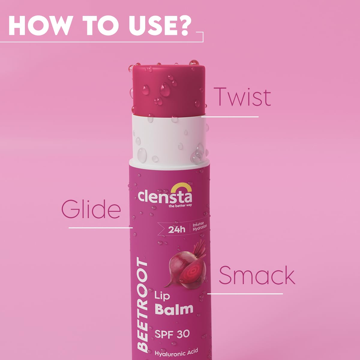 Clensta Beetroot Lip Balm with Hyaluronic Acid SPF 30 - 4.5g - Image 4
