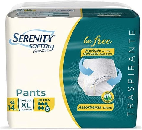 Serenity Soft Dry Sensitive Be Free Extra Pants Size XL, 14 Pants