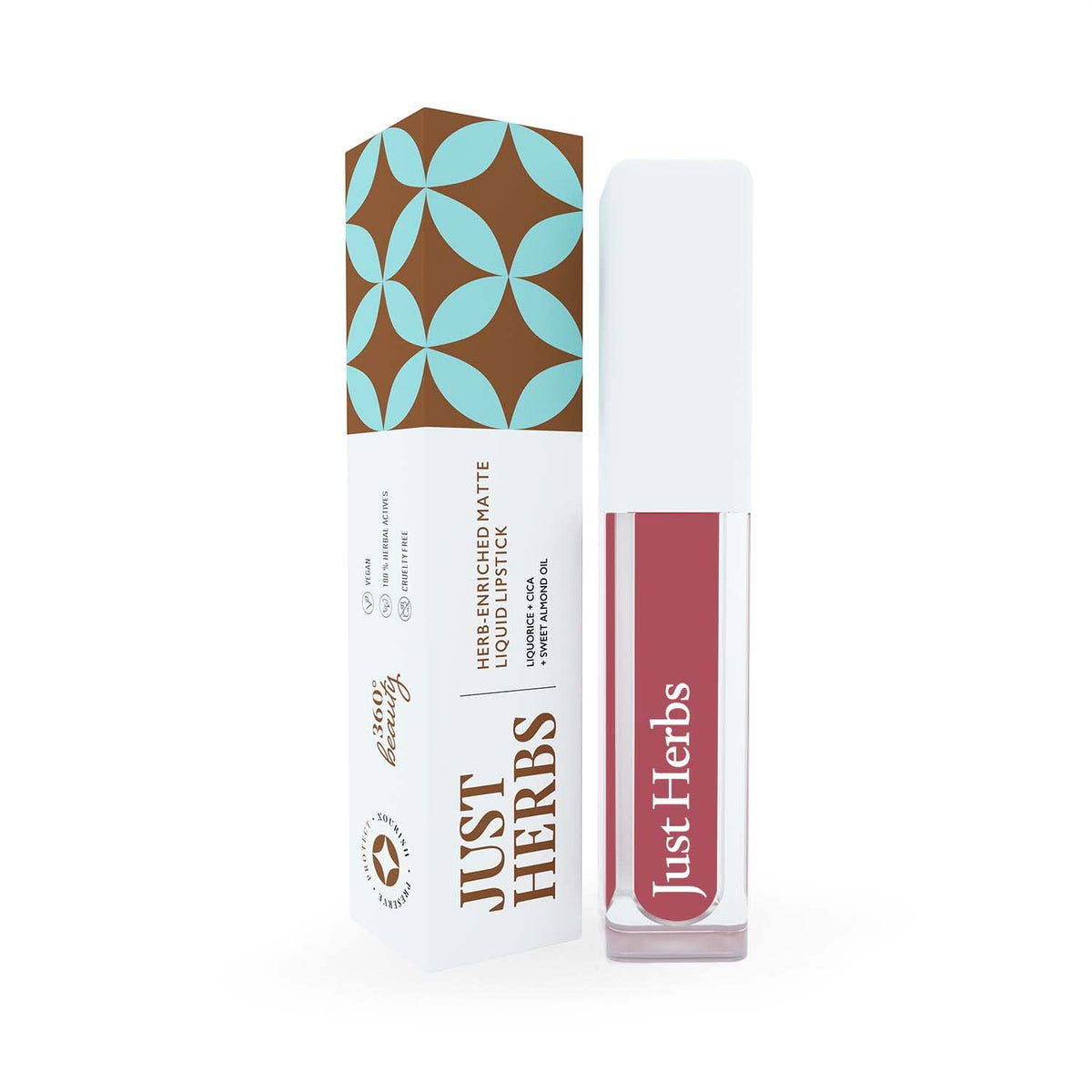 Just Herbs Ayurvedic Creamy Matte Long Lasting Liquid Lipstick - Dusty Rose, 15g