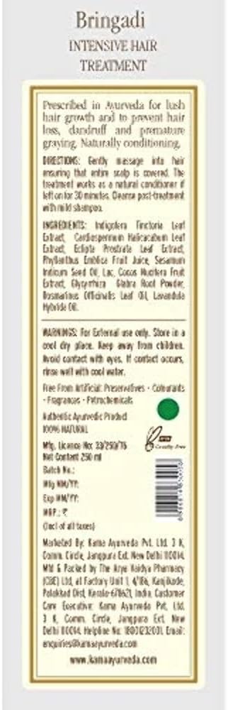 Kama Ayurveda Bringadi Intensive Hair Treatment Oil, 200ml - Image 3