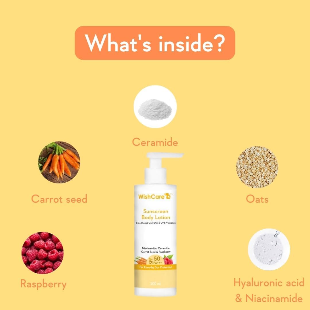 WishCare Sunscreen Body Lotion SPF 50 - PA+++ Broad Spectrum, 200ml - Image 4