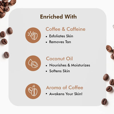 mCaffeine Naked & Raw Coffee Body Scrub - Exfoliating, Tan Removal - 55g - Image 3