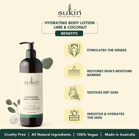 Sukin Hydrating Body Lotion, Lime & Coconut, 500 Ml