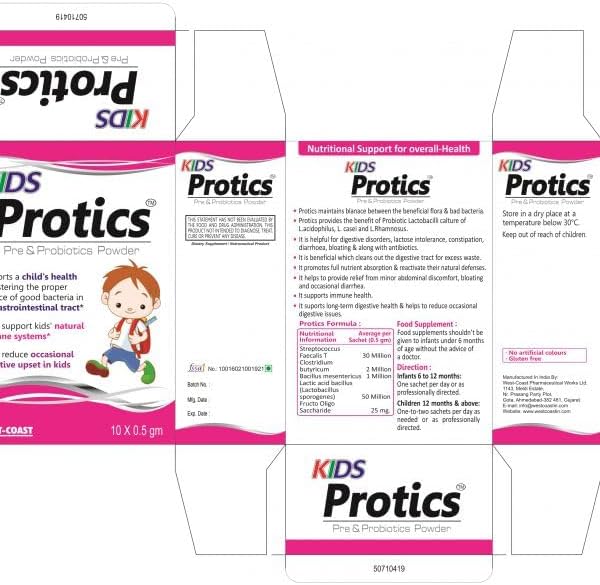 Protics Kids Protics Pre & Probiotics Powder - Digestive Health Support, 10 X 0.5 g (Pack of 2) - Image 2