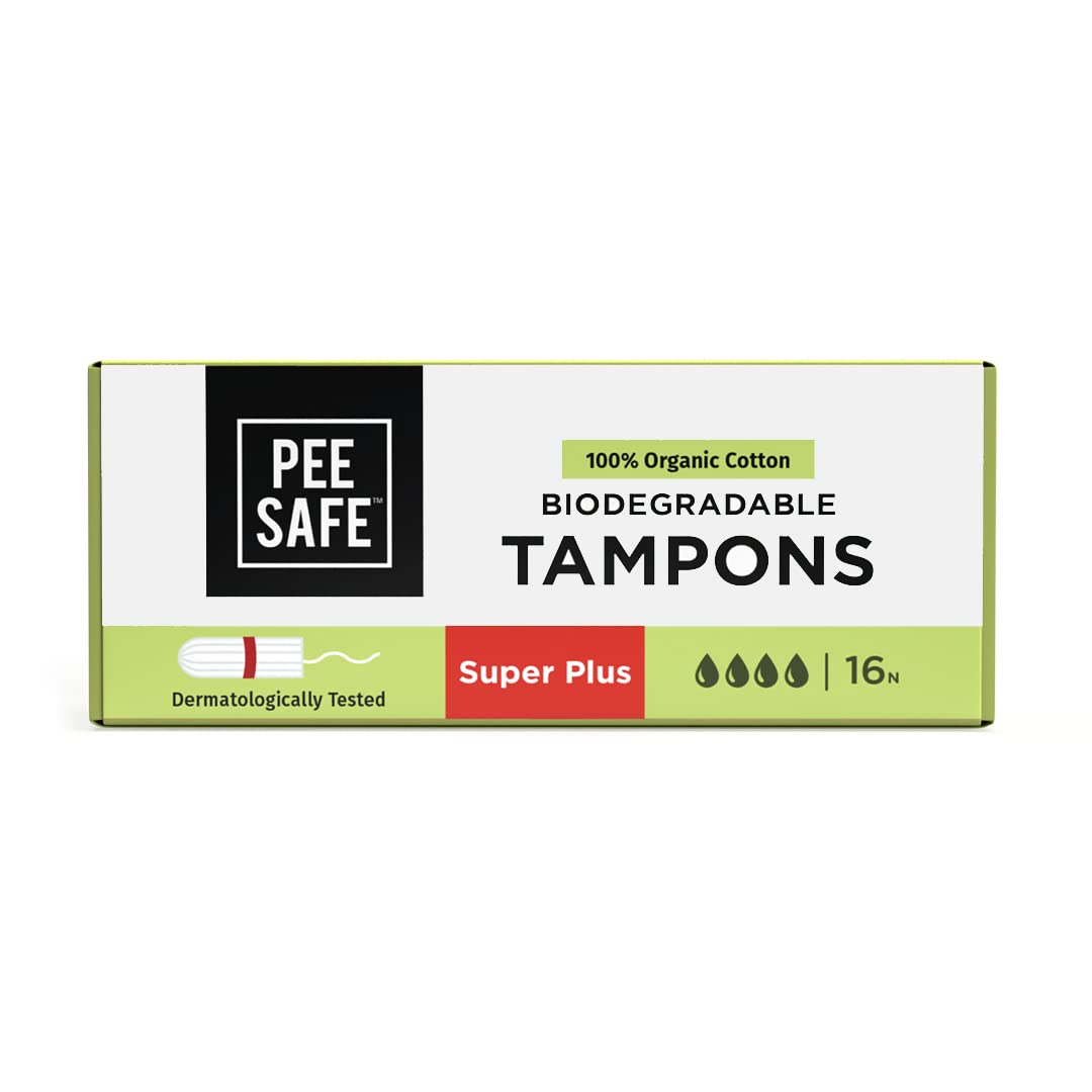 Pee Safe 100% Organic Tampons Super Plus - 16 Pack