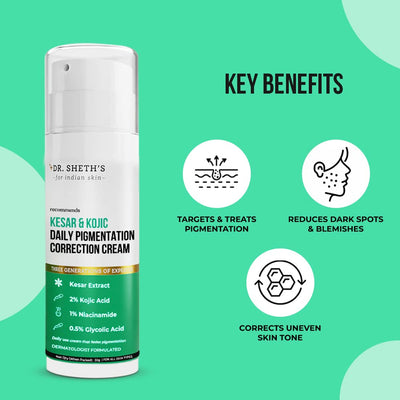 Dr. Sheth's Kesar & Kojic Daily Pigmentation Correction Cream, 30g - Image 2