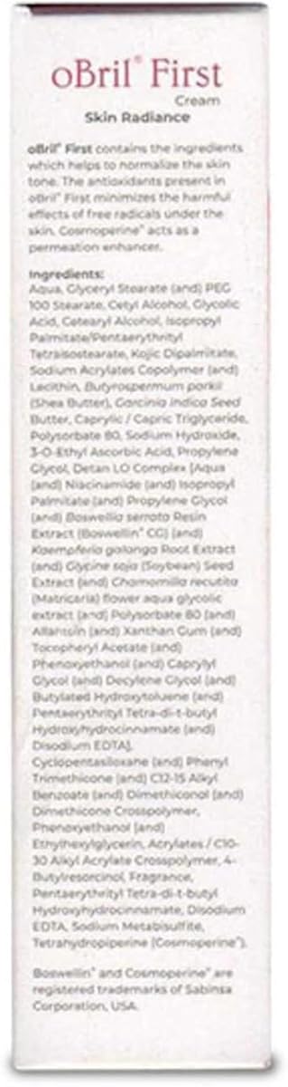 Brinton Obril First Cream - Face Moisturiser with Kojic Dipalmitate and Glycolic Acid, 20g - Image 3