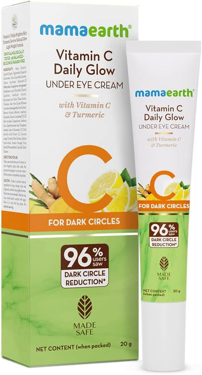 Mamaearth Vitamin C Daily Glow Under Eye Cream with Turmeric for Dark Circles, 20g