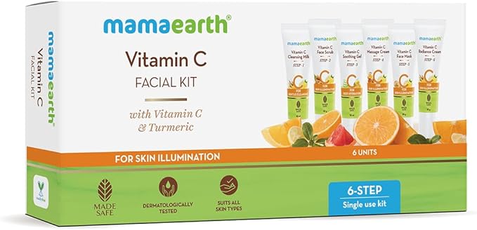 Mamaearth 6 Step Vitamin C Facial Kit with Turmeric - 60g