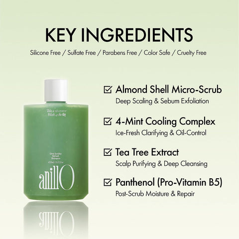 Lime Sunday Refresh Shampoo with Vitamin C, Korean Jeju Tangerine, Mint & Almond Powder for Oily Scalp Care – Exfoliating, Deep Cleansing Silicone & Paraben-Free 450ml / 15.22 fl.oz - Image 4