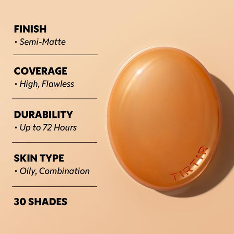 TIRTIR Mask Fit Ai Filter Cushion Foundation | AI-Like Semi-Matte Finish - Up to 72-Hour Medium to Full Coverage Korean BB Cushion Make up Beauty, #28N Oat, 0.63 Fl Oz - Image 4
