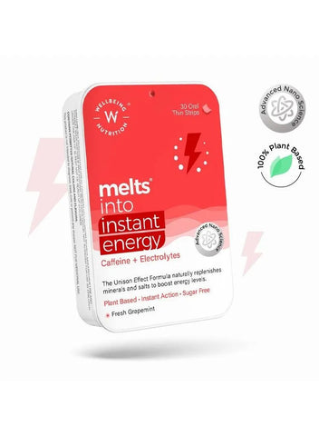 Melts Instant Energy 100% Plant Based Green Tea Caffeine, 30 Oral Strips- Buy 2 Get 1 Free
