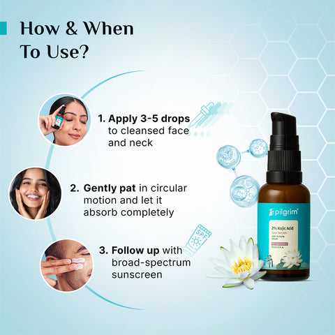 سيروم بيلجريم ٢٪؜ حمض الكوجيك للوجه (٣٠ مل) مع ١٪؜ ألفا أربوتين وزهرة اللوتس البيضاء الكورية