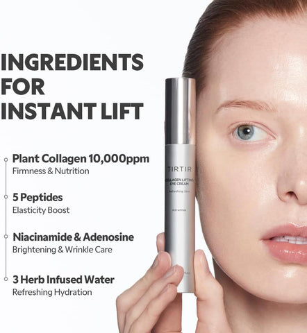 TIRTIR Collagen Lifting Eye Cream - Roller Applicator, Wrinkle Spot Treatment, Revitalizing Moisturizer,Tightening Under Eye For Wrinkles,Fine Lines, Under Eye Bags, Lift Treatment For Men & Women - Image 4