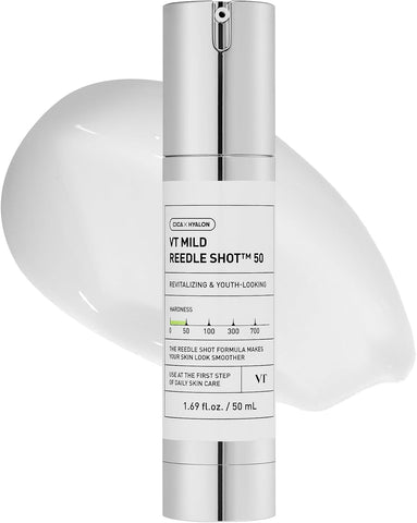 VT COSMETICS Mild Reedle Shot 50, Day & Night Repairing Essence for Dull, Tired Skin 1.69Fl Oz(50ml)