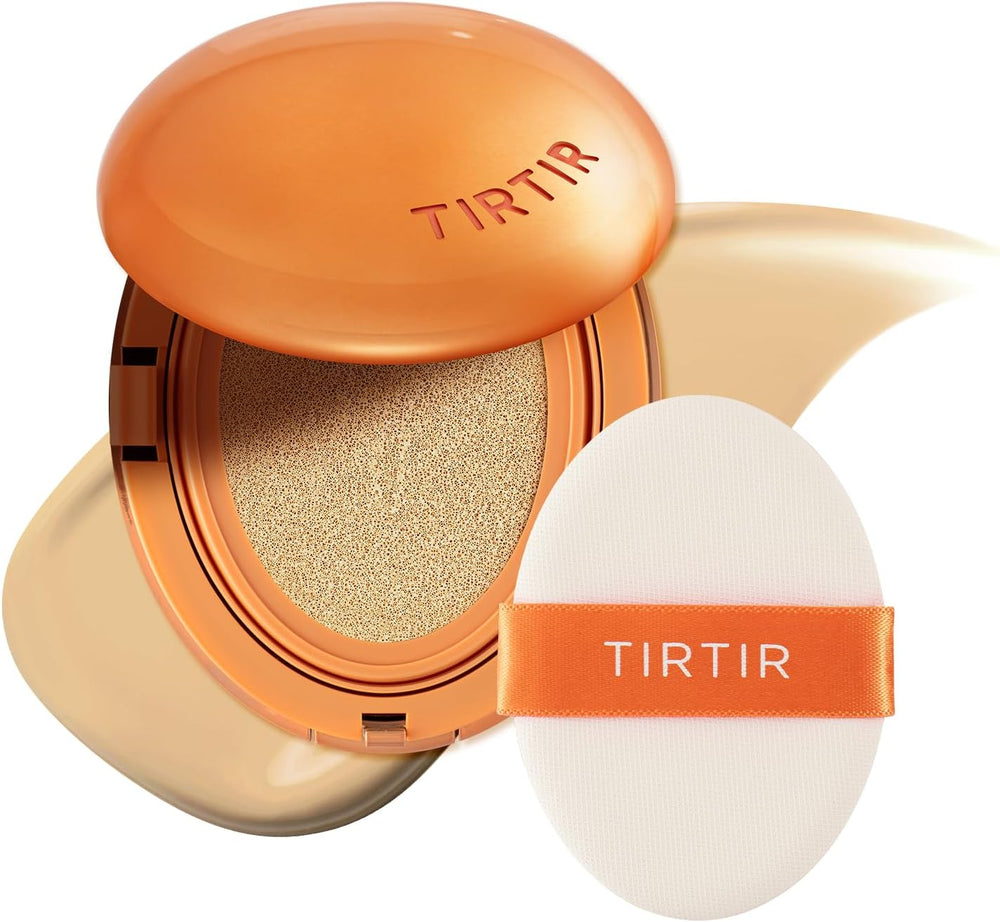 TIRTIR Mask Fit Ai Filter Cushion Foundation | AI-Like Semi-Matte Finish - Up to 72-Hour Medium to Full Coverage Korean BB Cushion Make up Beauty, #24W Soft Beige, 0.63 Fl Oz